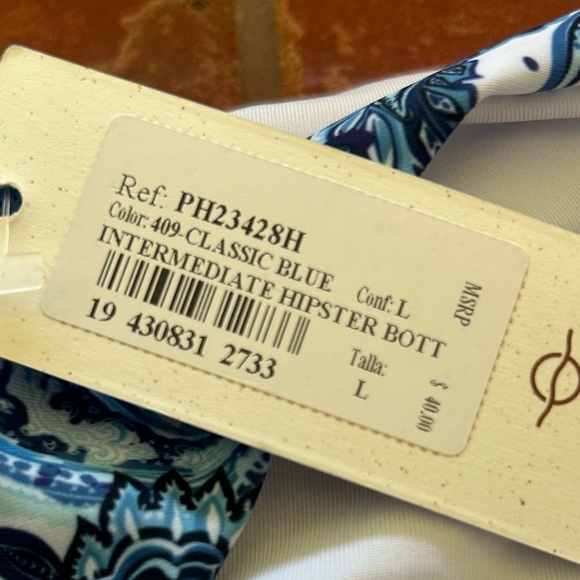 Phax Swim Paisley Floral Print intermediate hipster bottoms womens size large - Picture 7 of 8